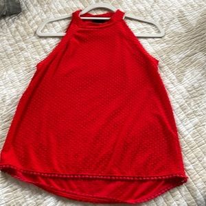 Red sleeveless top